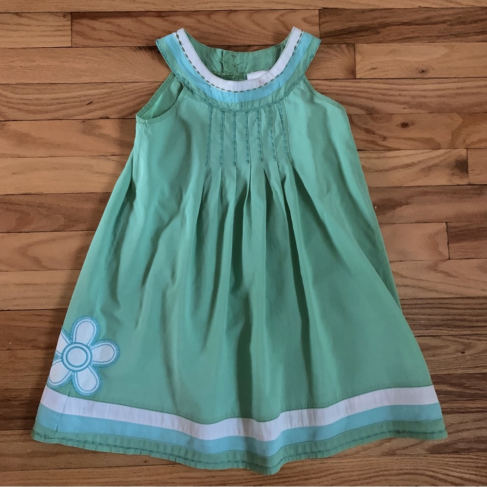 Unbranded girls approximate size 4T mint green, white and blue sundress